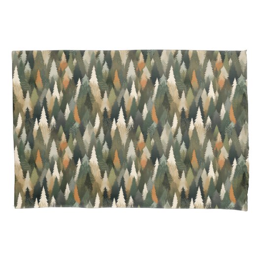 Elegant dennenboompatroon | rustiek bos kussensloop (Voorkant)