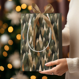 Elegant dennenboompatroon | rustiek bos medium cadeauzakje