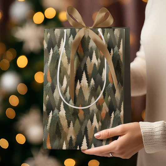 Elegant dennenboompatroon | rustiek bos medium cadeauzakje