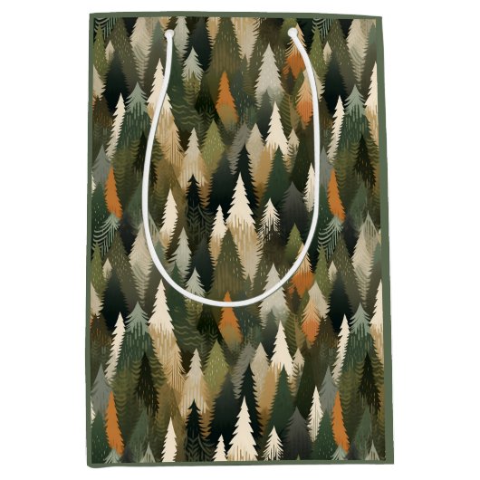 Elegant dennenboompatroon | rustiek bos medium cadeauzakje (Voorkant)