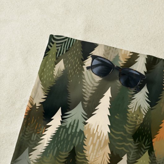 Elegant dennenboompatroon | rustiek bos strandlaken (In situ)