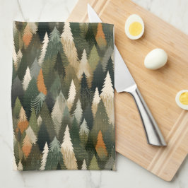 Elegant dennenboompatroon | rustiek bos theedoek