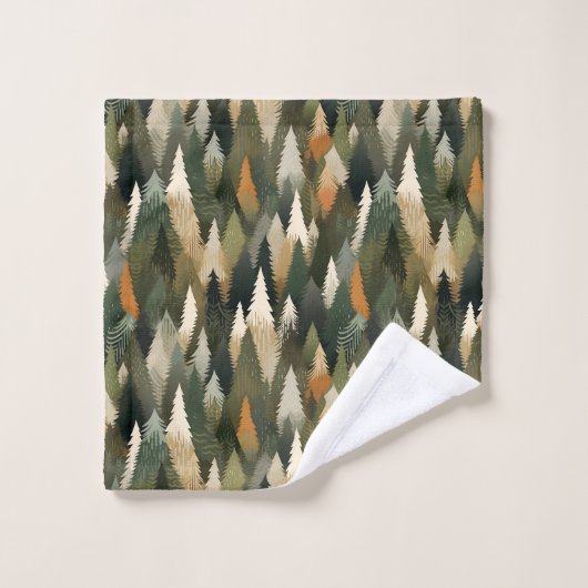 Elegant dennenbos boompatroon bad handdoek (Wasdoekje)