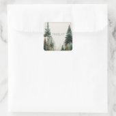 Elegant Dennenbos Gouden Frame Rustieke Winter Vierkante Sticker (Tas)