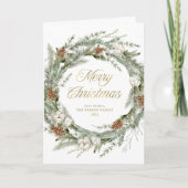 Elegant dennengroen | Goud Vrolijk Kerstfeest Feestdagen Kaart (Voorkant)