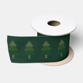 Elegant Dennengroen Kerstboom Patroon Satijnen Lint
