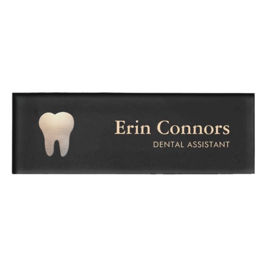 Elegant Dental Assistant Tooth Logo Naambadge (Voorkant)