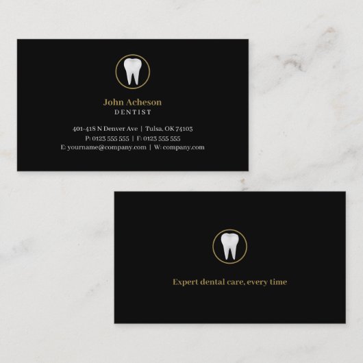 Elegant Dental | Blauw Visitekaartje (Voorkant / Achterkant)