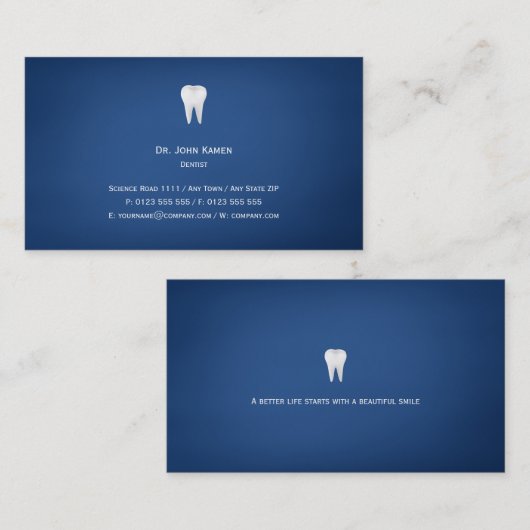 Elegant Dental | Blauw Visitekaartje (Voorkant / Achterkant)