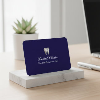 Elegant Dental Clinic Navy Blue Dentist QR Code  Visitekaartje