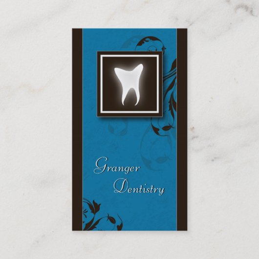 Elegant Dentist Visitekaartje Blue Molar Tooth (Voorkant)
