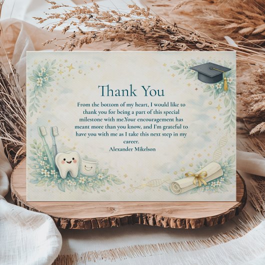 Elegant Dentist White Coat Graduation Bedankkaart