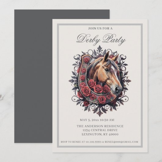 Elegant Derby Feest Kaart (Voorkant / Achterkant)