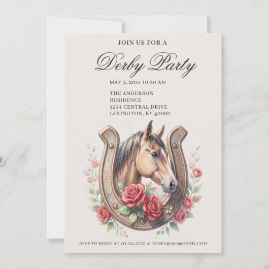 Elegant Derby Feest Kaart (Voorkant)