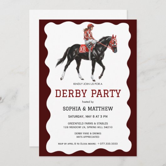 Elegant Derby Party Horse Racing Invitation Kaart (Voorkant / Achterkant)