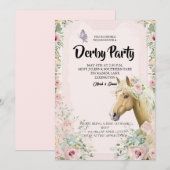 Elegant Derby Party Invitation with Floral Accents Kaart (Voorkant / Achterkant)