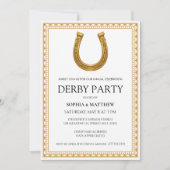 Elegant Derby Party Invitation with Gold Horseshoe Kaart (Voorkant)