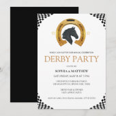 Elegant Derby Party Invitation with Gold Horseshoe Kaart (Voorkant / Achterkant)