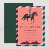 Elegant Derby Party Invitation with Horse Artt Kaart (Voorkant / Achterkant)