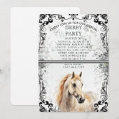 Elegant Derby Party Invitation With Horse Illustra Feestdagenkaart (Voorkant / Achterkant)