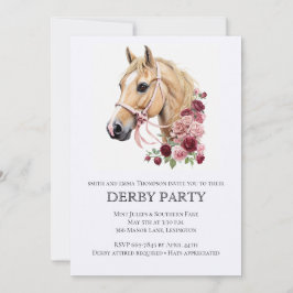 Elegant Derby Party Invitation with Horse Illustra Kaart
