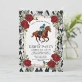 Elegant Derby Party Invitation with Horse Racing I Kaart (Staand voorkant)