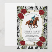 Elegant Derby Party Invitation with Horse Racing I Kaart (Voorkant / Achterkant)