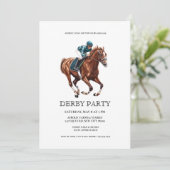 Elegant Derby Party Invitation with Horse Racing I Kaart (Staand voorkant)
