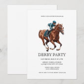 Elegant Derby Party Invitation with Horse Racing I Kaart (Voorkant / Achterkant)