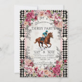Elegant Derby Party Invitation with Horse Racing I Kaart (Voorkant)