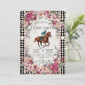 Elegant Derby Party Invitation with Horse Racing I Kaart (Staand voorkant)