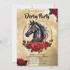 Elegant Derby Party Invitation with Roses and Hors Kaart