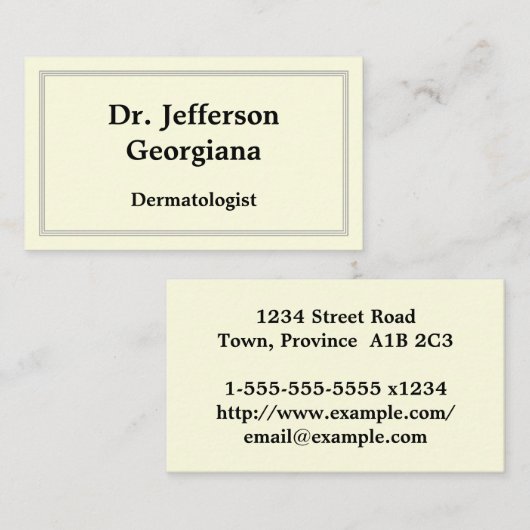 Elegant Dermatologist Visitekaartje (Voorkant / Achterkant)