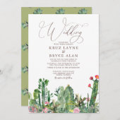 Elegant Desert Cacti Succulents Wedding Invitation Kaart (Voorkant / Achterkant)