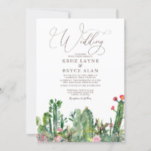 Elegant Desert Cacti Succulents Wedding Invitation