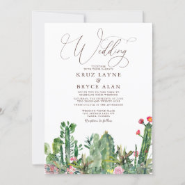 Elegant Desert Cacti Succulents Wedding Invitation Kaart