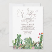 Elegant Desert Cacti Succulents Wedding Invitation Kaart (Voorkant)