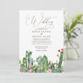 Elegant Desert Cacti Succulents Wedding Invitation Kaart (Staand voorkant)