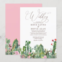 Elegant Desert Cacti Succulents Wedding Invitation