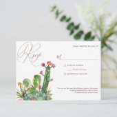 Elegant Desert Cacti Succulents Wedding RSVP Kaartje (Staand voorkant)