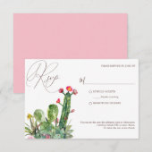 Elegant Desert Cacti Succulents Wedding RSVP Kaartje (Voorkant / Achterkant)