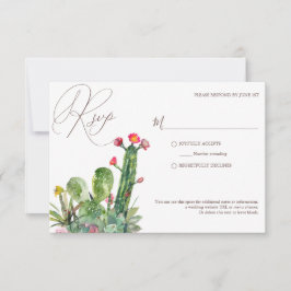 Elegant Desert Cacti Succulents Wedding RSVP Kaartje