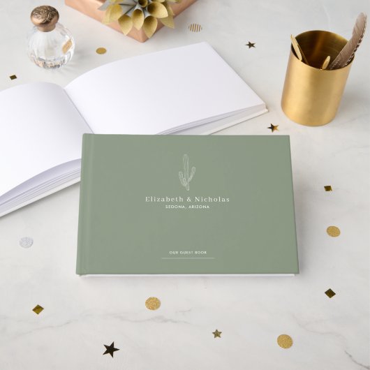 Elegant Desert | Cactus Green Wedding Gastenboek (Voorkant open)