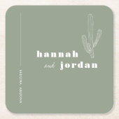 Elegant Desert | Cactus Green Wedding Kartonnen Onderzetters (Voorkant)