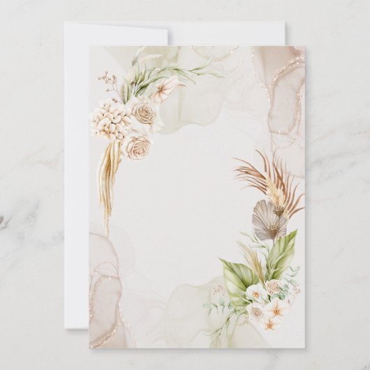 Elegant Desert Chic Pampas & Palm Wedding Invitati Kaart (Achterkant)