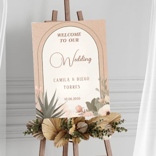 Elegant Desert Flowers Botanical Wedding Sign Poster