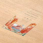 Elegant Desert Mountain Watercolor Wedding Arch Acryl Uitnodigingen (Laagn)