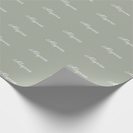 Elegant Desert Sage aangepaste scriptnaam tekst ch Cadeaupapier (Hoek)