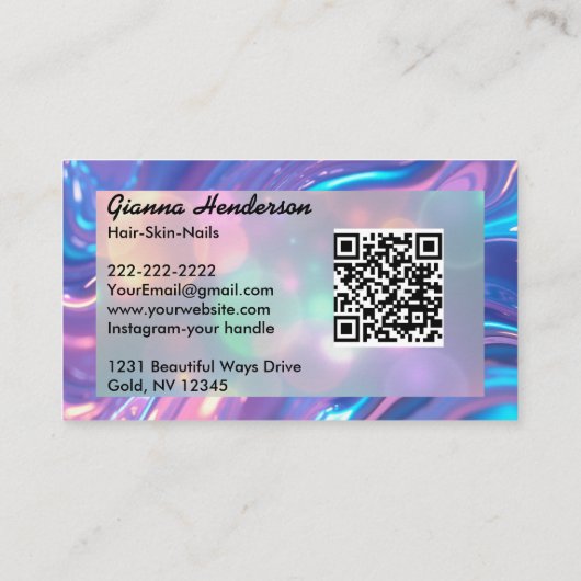 Elegant Design And Light Purple Iridescent  Visitekaartje (Achterkant)