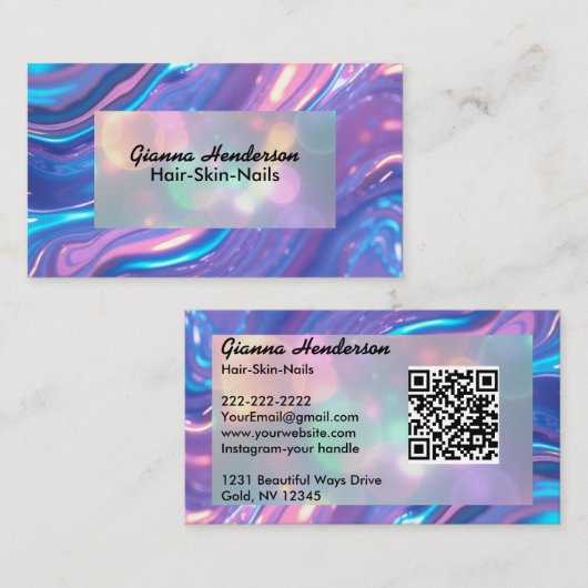 Elegant Design And Light Purple Iridescent  Visitekaartje (Voorkant / Achterkant)